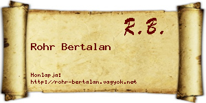 Rohr Bertalan névjegykártya